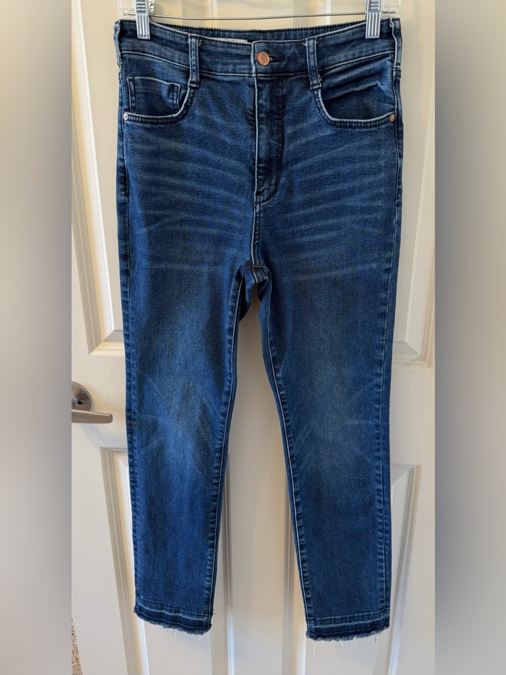 Pilcro Anthropologie High Rise Cigarette Stretch Jeans, Classic Blue, Size 28